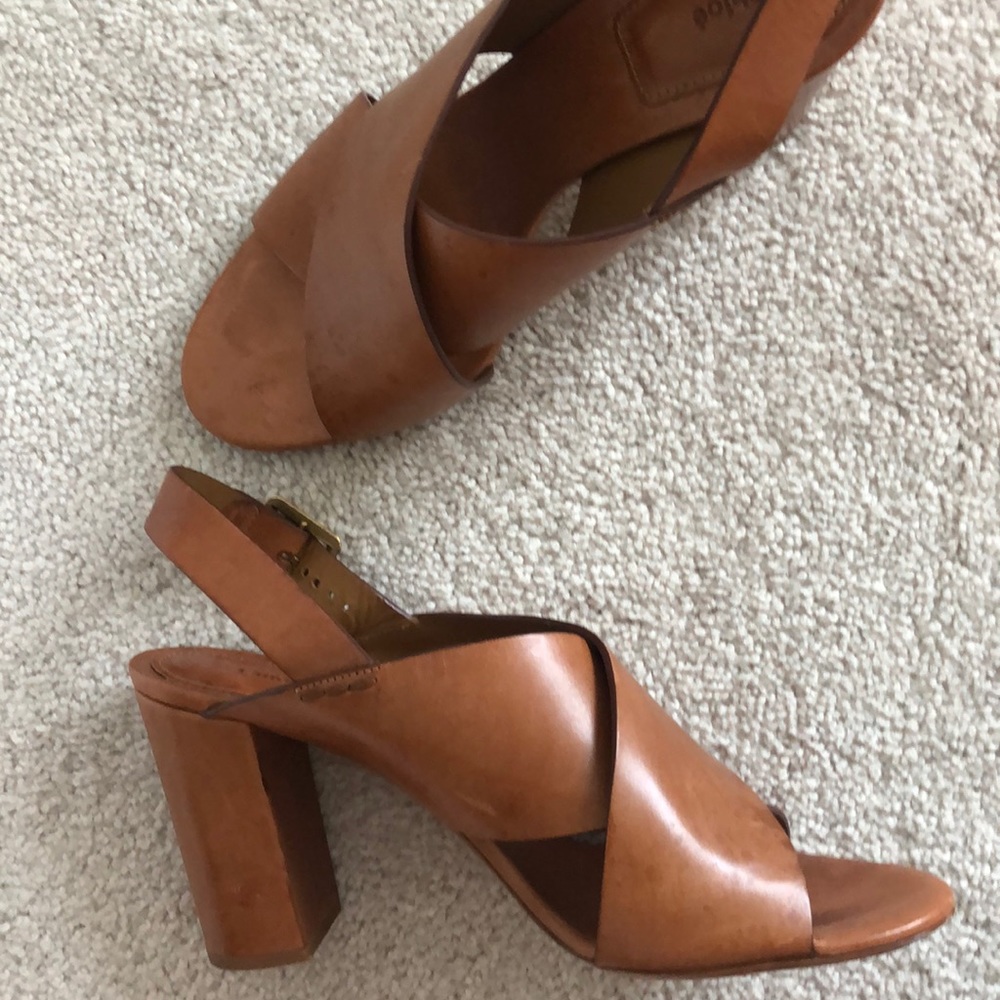 Chloe Brown Leather Stacked Heel Sandal